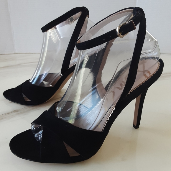 SAM EDELMAN Aly Ankle Strap Black Suede Dressy High Heel Sandal Sz 8.5 - NWT - Picture 5 of 10